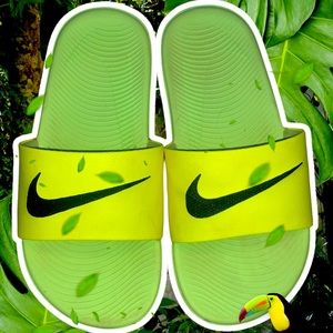 Size 1Y Lime Green Nike Slides